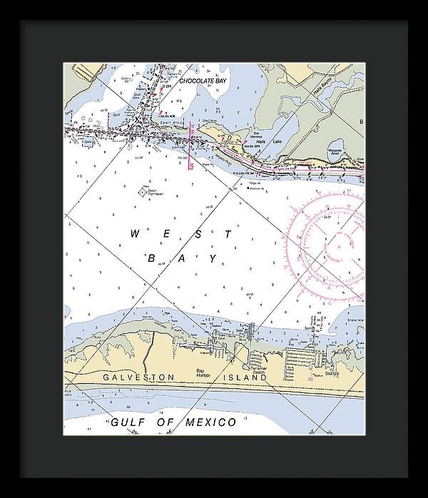 Galveston Terramar Beach-texas Nautical Chart - Framed Print