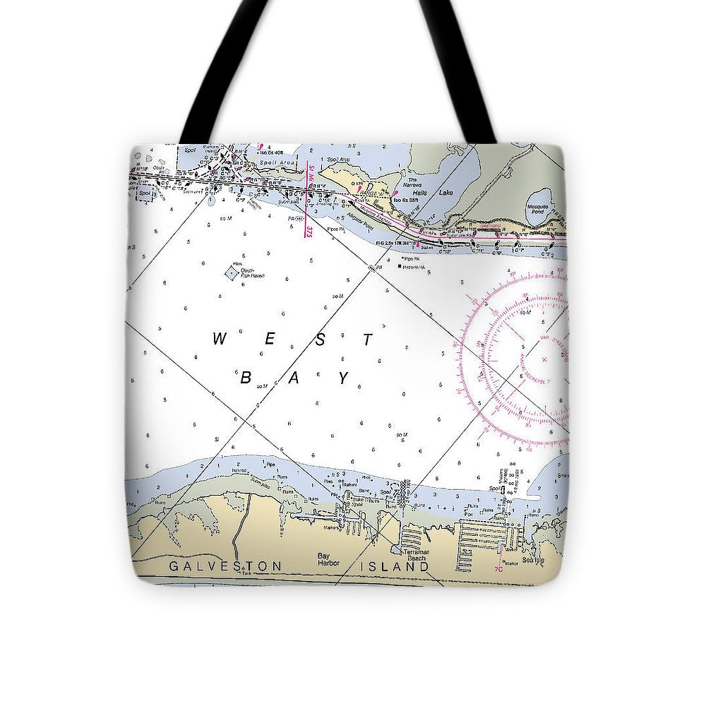 Galveston Terramar Beach-texas Nautical Chart - Tote Bag