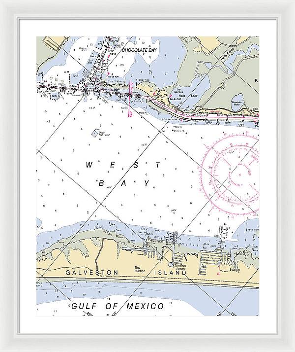 Galveston Terramar Beach-texas Nautical Chart - Framed Print