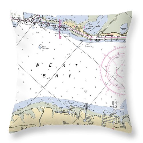 Galveston Terramar Beach-texas Nautical Chart - Throw Pillow