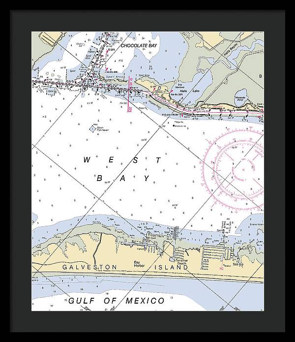 Galveston Terramar Beach-texas Nautical Chart - Framed Print