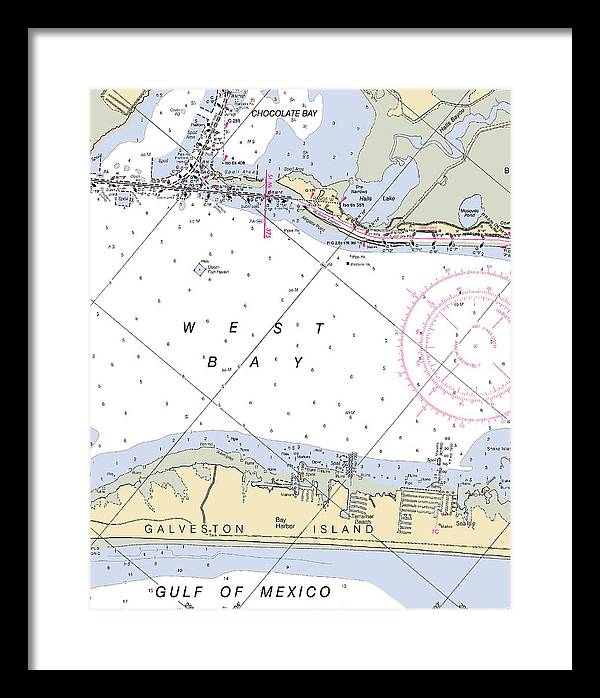 Galveston Terramar Beach-texas Nautical Chart - Framed Print