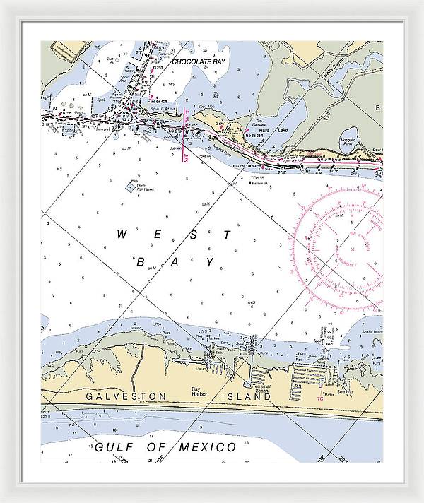 Galveston Terramar Beach-texas Nautical Chart - Framed Print