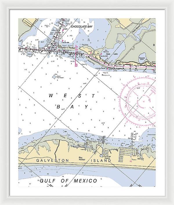 Galveston Terramar Beach-texas Nautical Chart - Framed Print