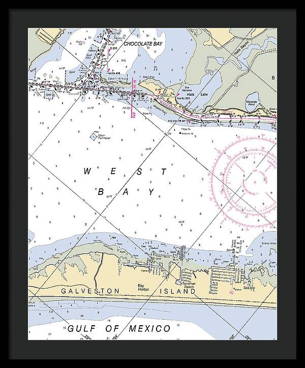 Galveston Terramar Beach-texas Nautical Chart - Framed Print