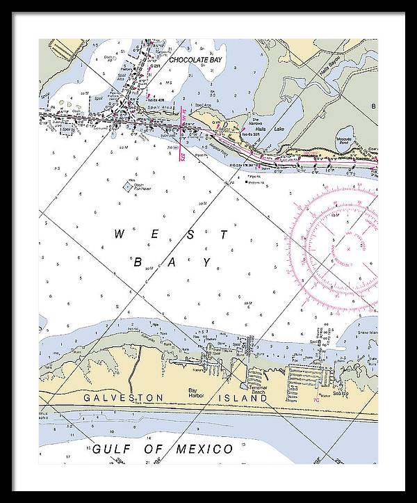 Galveston Terramar Beach-texas Nautical Chart - Framed Print