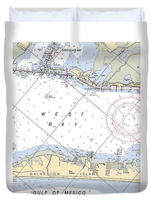 Galveston Terramar Beach-texas Nautical Chart - Duvet Cover