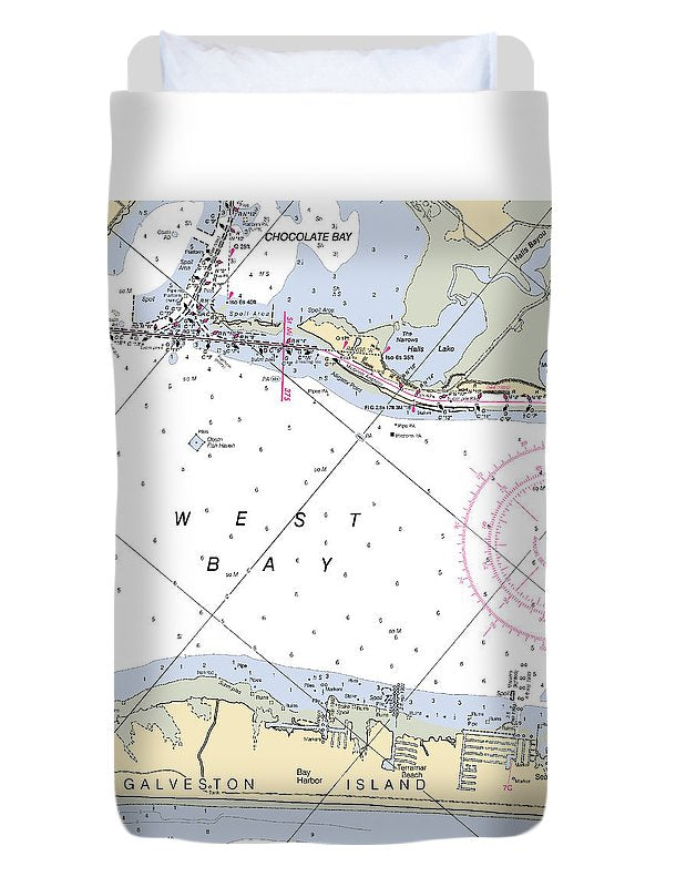 Galveston Terramar Beach-texas Nautical Chart - Duvet Cover