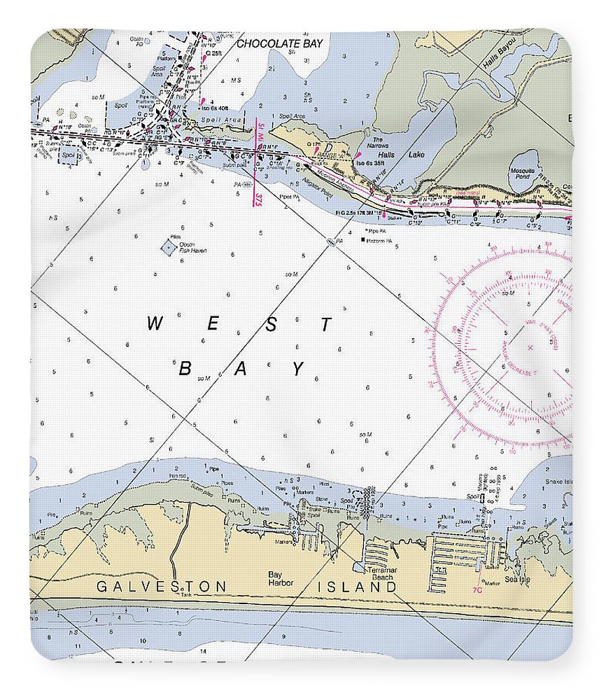 Galveston Terramar Beach-texas Nautical Chart - Blanket