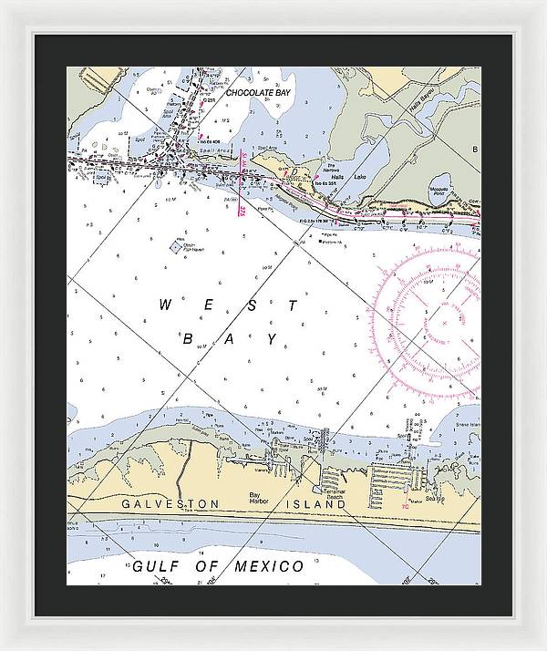 Galveston Terramar Beach-texas Nautical Chart - Framed Print