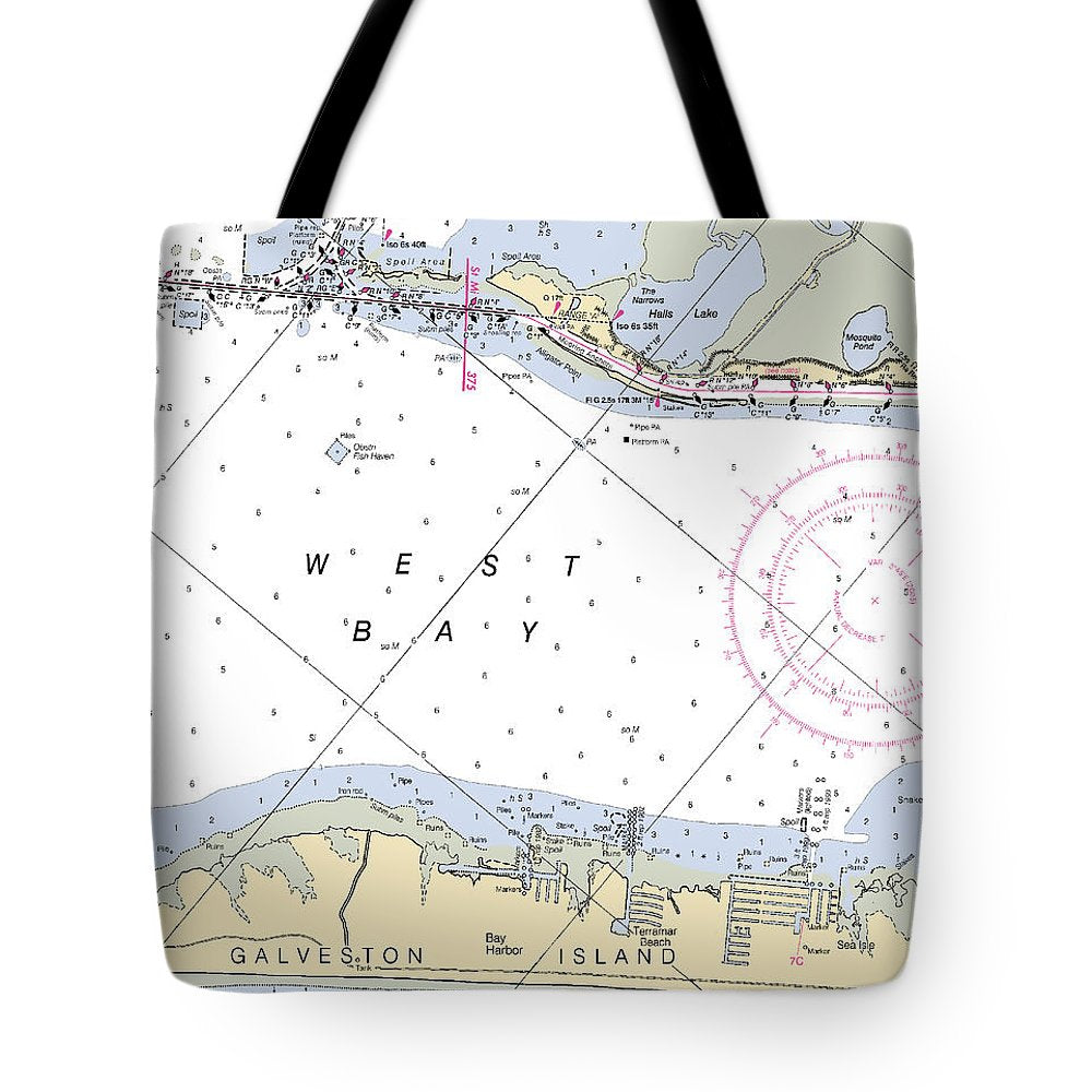 Galveston Terramar Beach-texas Nautical Chart - Tote Bag