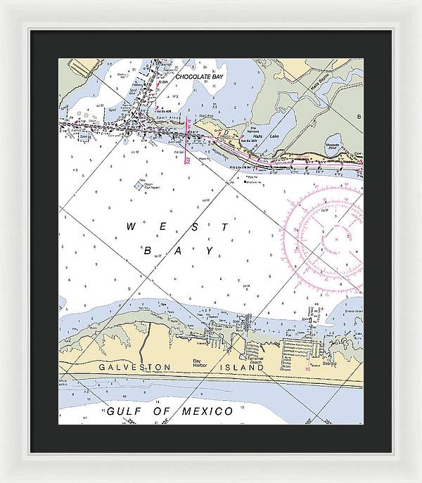 Galveston Terramar Beach-texas Nautical Chart - Framed Print