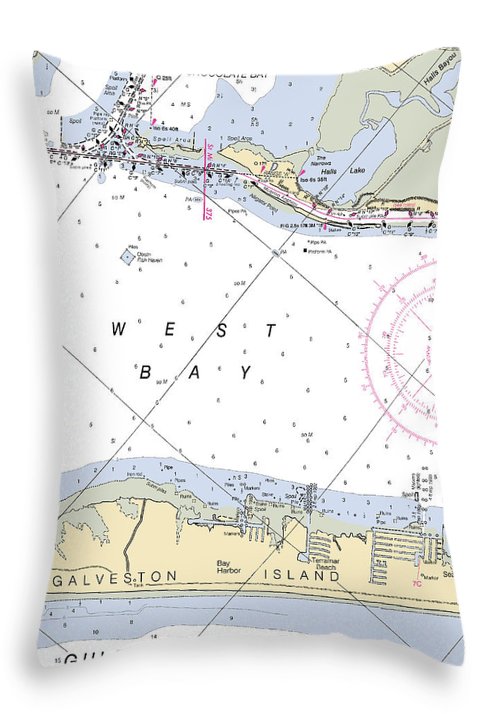 Galveston Terramar Beach-texas Nautical Chart - Throw Pillow