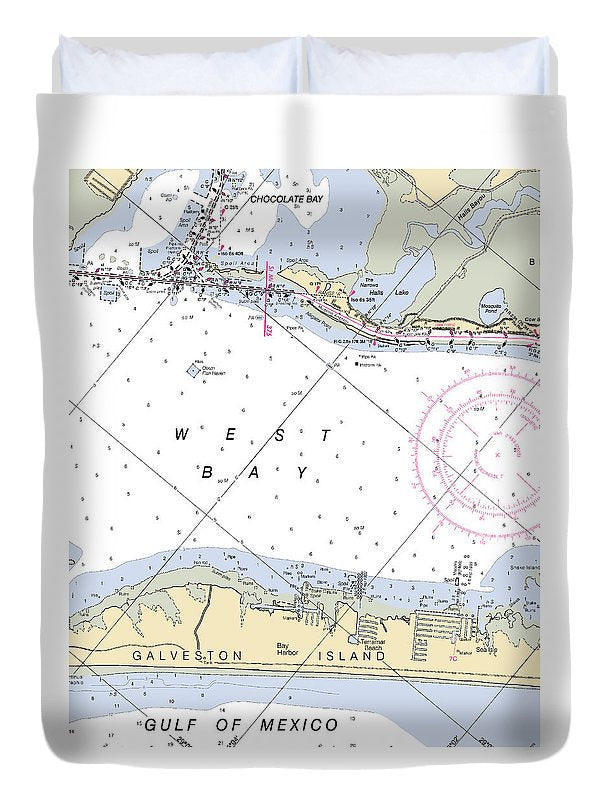 Galveston Terramar Beach-texas Nautical Chart - Duvet Cover