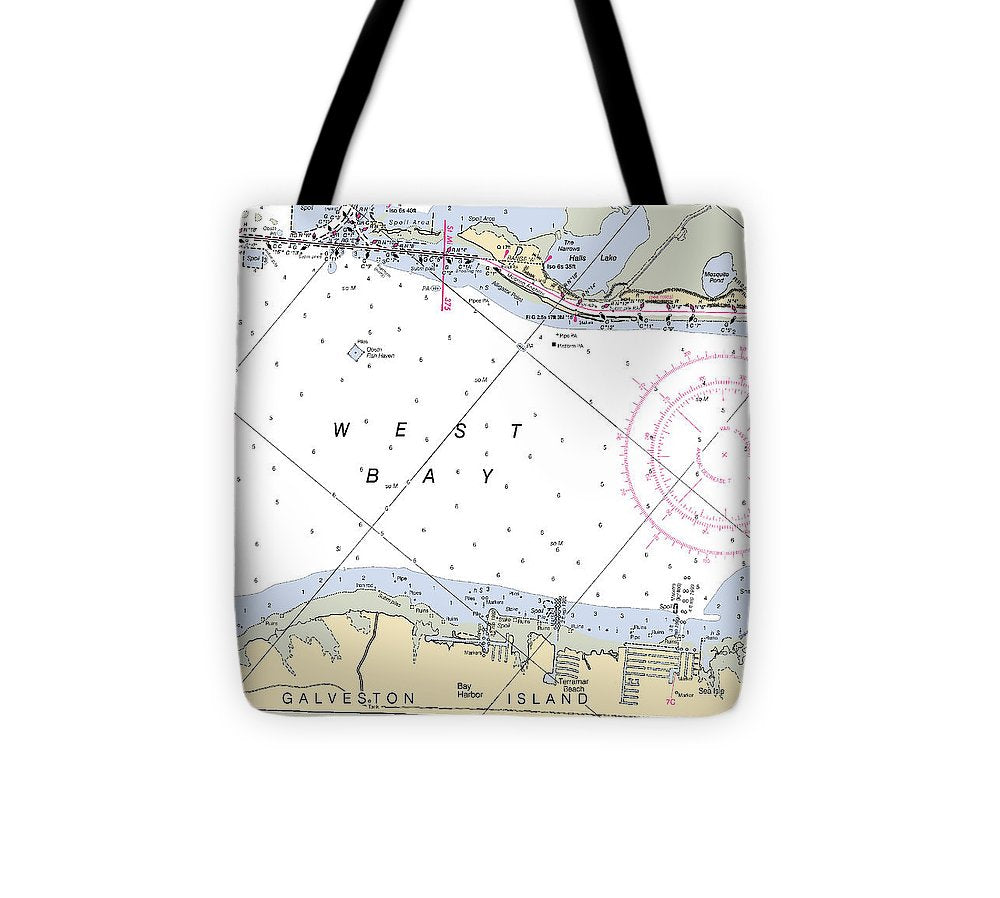 Galveston Terramar Beach Texas Nautical Chart Tote Bag