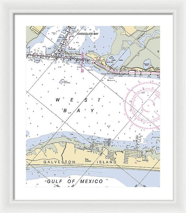 Galveston Terramar Beach-texas Nautical Chart - Framed Print