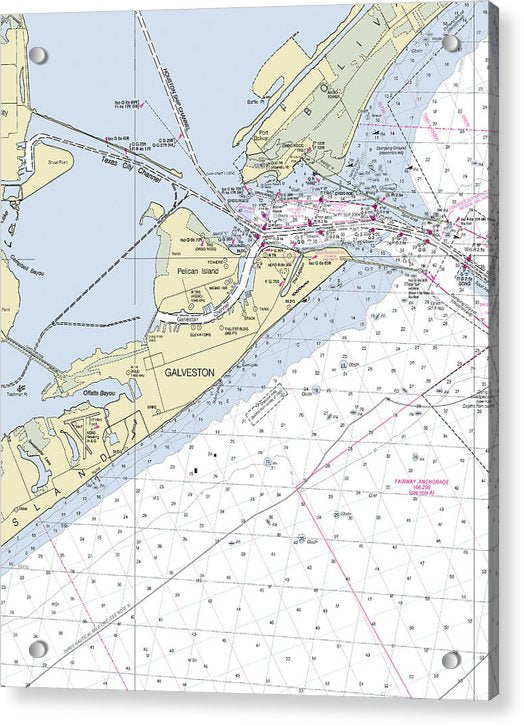 Galveston Texas Nautical Chart - Acrylic Print