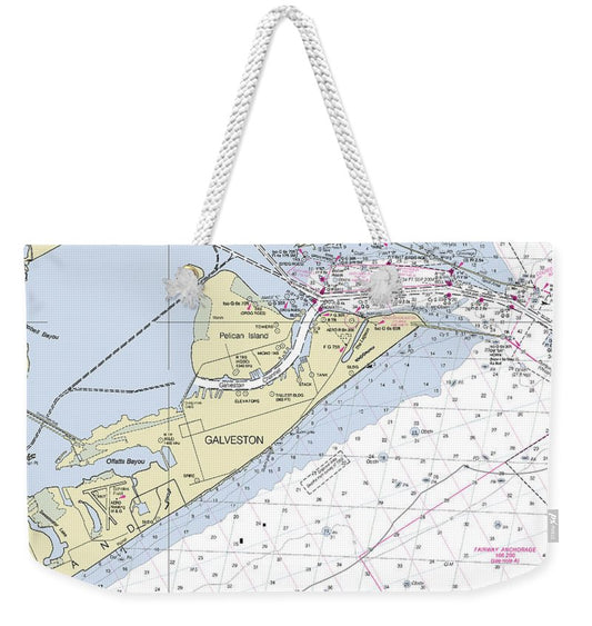 Galveston Texas Nautical Chart - Weekender Tote Bag