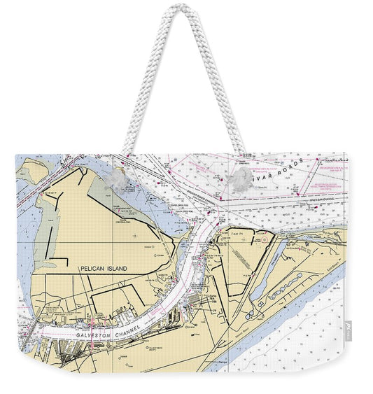 Galveston -texas Nautical Chart _v3 - Weekender Tote Bag
