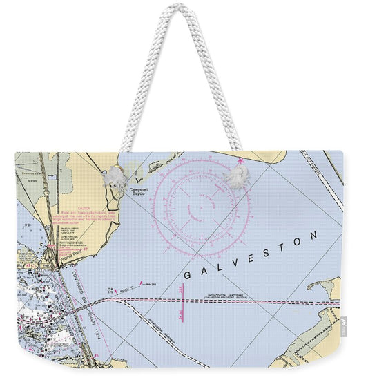 Galveston -texas Nautical Chart _v4 - Weekender Tote Bag