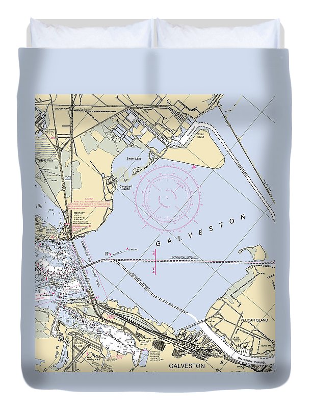 Galveston -texas Nautical Chart _v4 - Duvet Cover