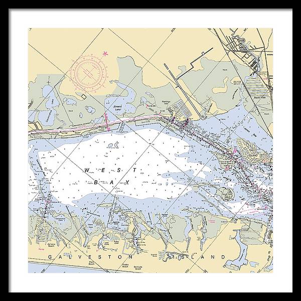 Galveston West Bay-texas Nautical Chart - Framed Print