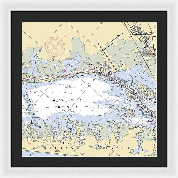 Galveston West Bay-texas Nautical Chart - Framed Print