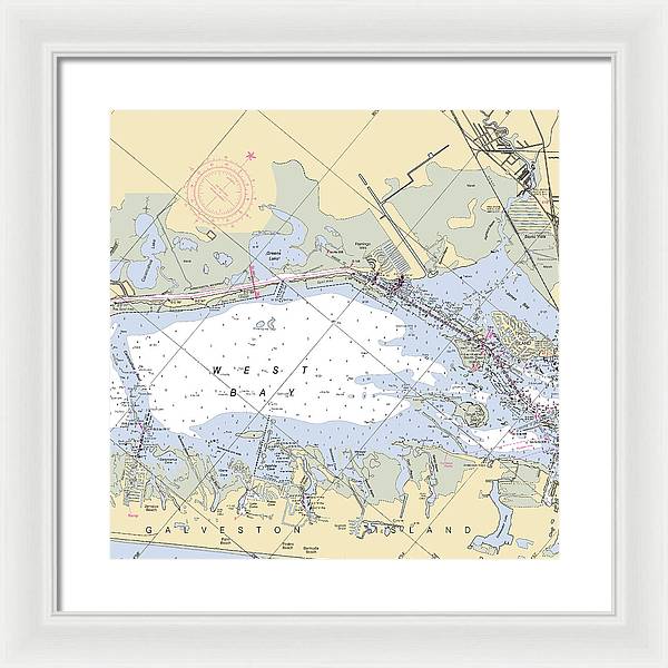 Galveston West Bay-texas Nautical Chart - Framed Print