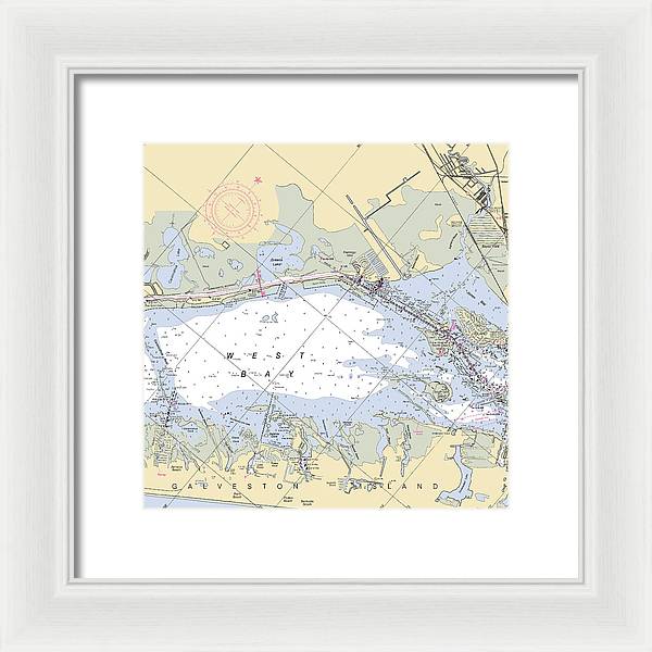 Galveston West Bay-texas Nautical Chart - Framed Print