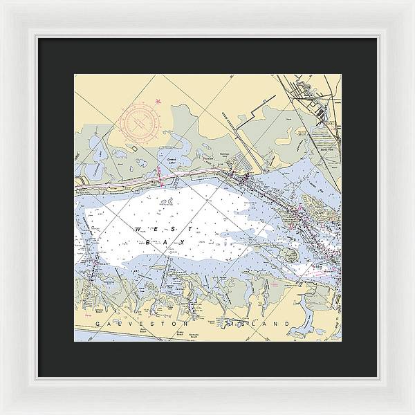 Galveston West Bay-texas Nautical Chart - Framed Print