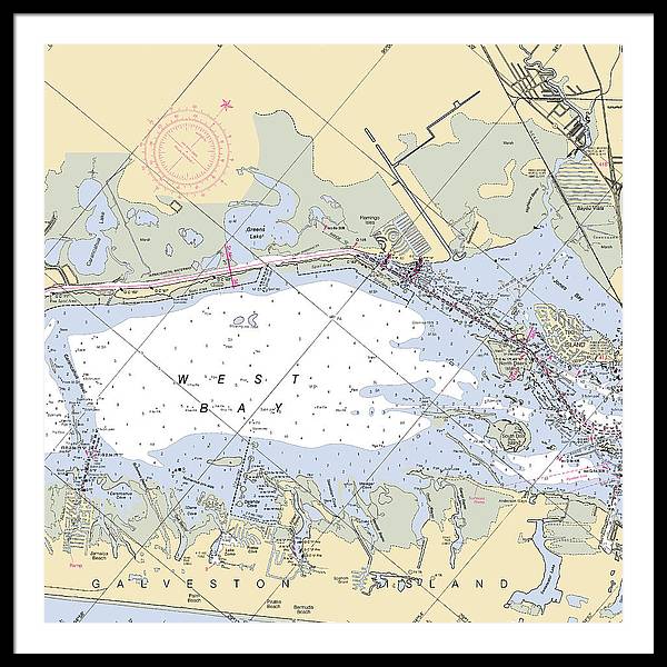 Galveston West Bay-texas Nautical Chart - Framed Print