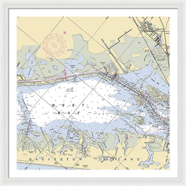 Galveston West Bay-texas Nautical Chart - Framed Print