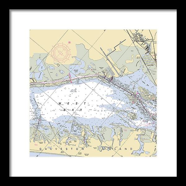 Galveston West Bay-texas Nautical Chart - Framed Print