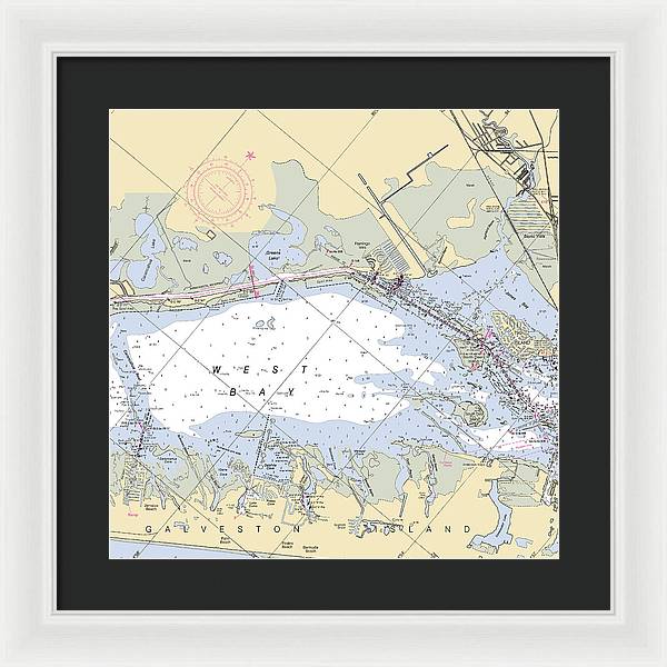 Galveston West Bay-texas Nautical Chart - Framed Print