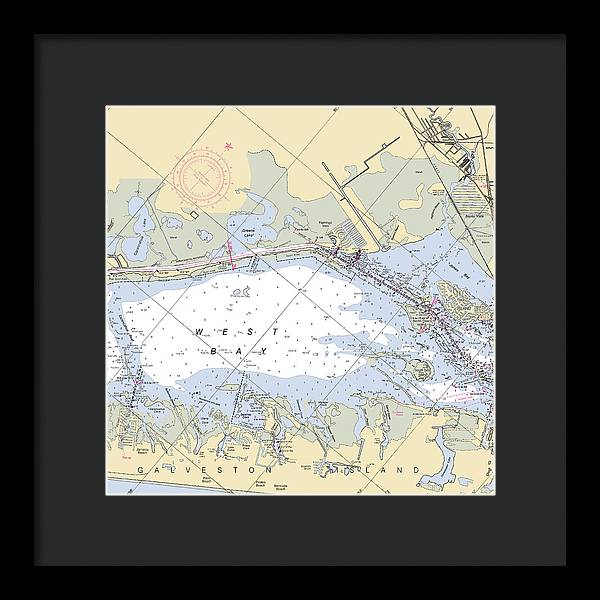 Galveston West Bay-texas Nautical Chart - Framed Print