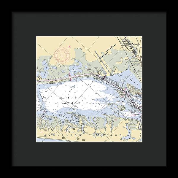 Galveston West Bay-texas Nautical Chart - Framed Print