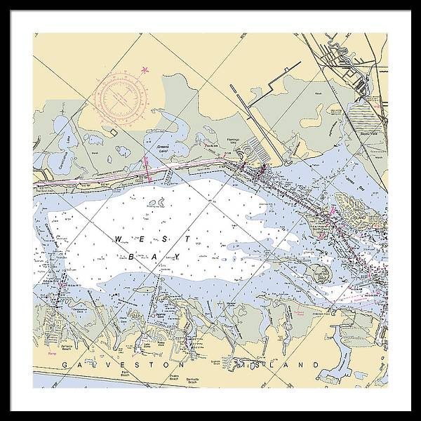 Galveston West Bay-texas Nautical Chart - Framed Print