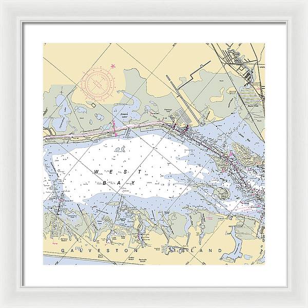 Galveston West Bay-texas Nautical Chart - Framed Print