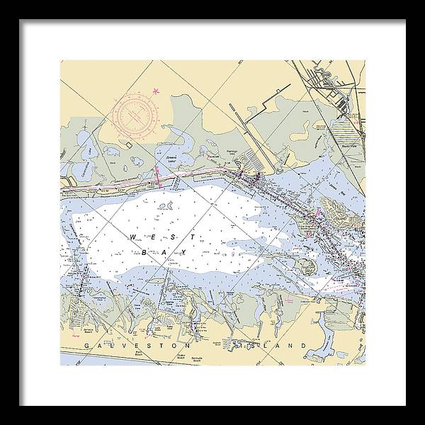 Galveston West Bay-texas Nautical Chart - Framed Print