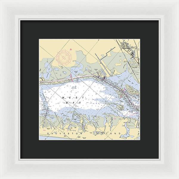 Galveston West Bay-texas Nautical Chart - Framed Print