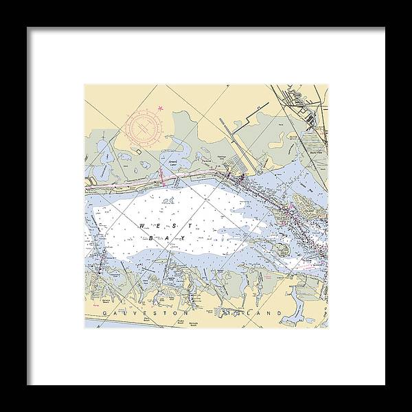 A beuatiful Framed Print of the Galveston West Bay-Texas Nautical Chart by SeaKoast