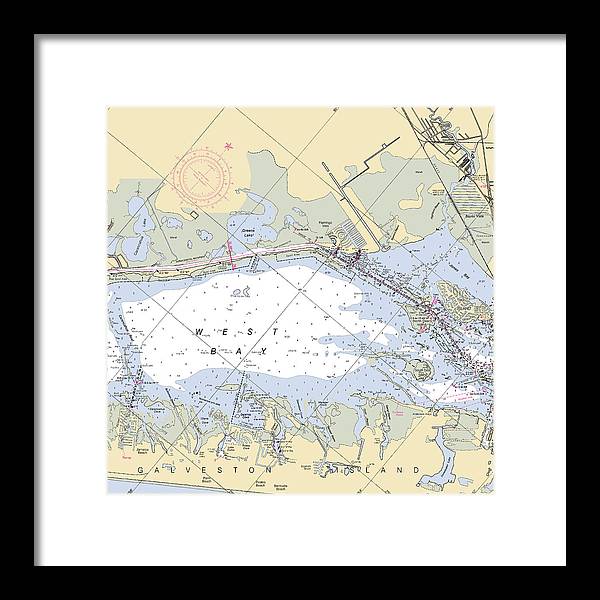 Galveston West Bay-texas Nautical Chart - Framed Print