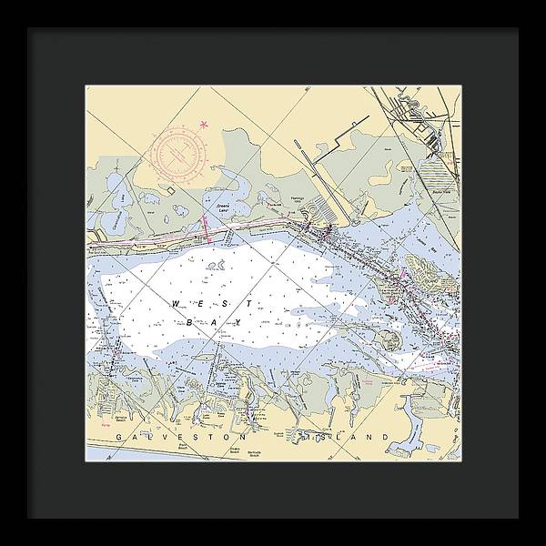 Galveston West Bay-texas Nautical Chart - Framed Print