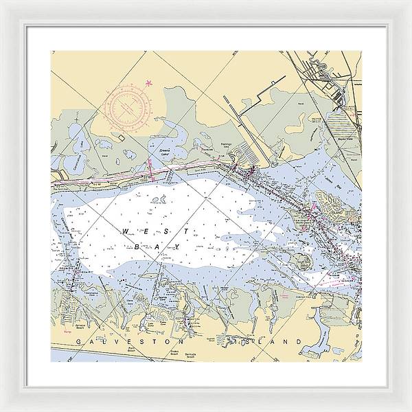 Galveston West Bay-texas Nautical Chart - Framed Print