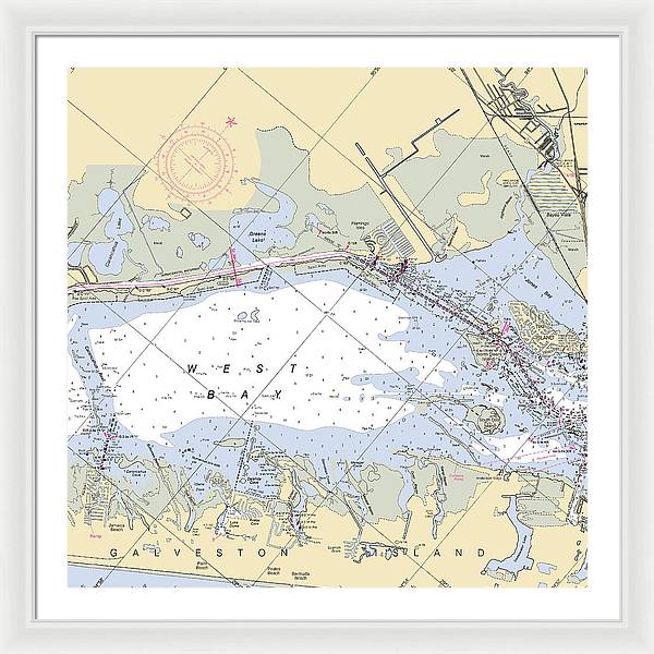 Galveston West Bay-texas Nautical Chart - Framed Print