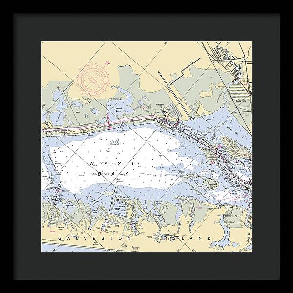 Galveston West Bay-texas Nautical Chart - Framed Print