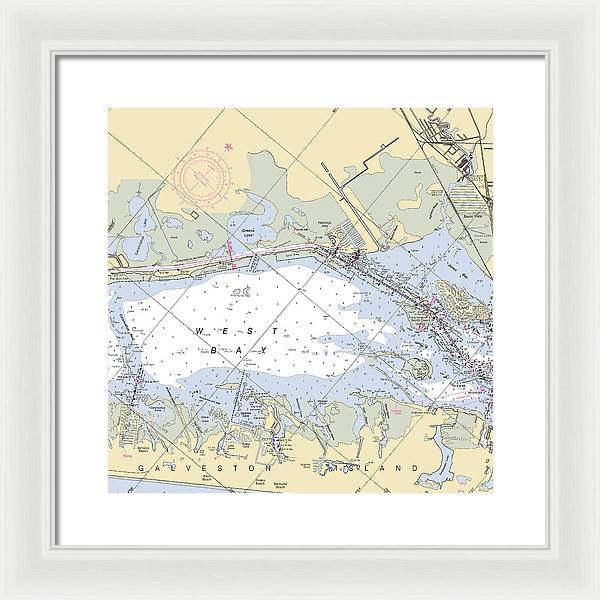 Galveston West Bay-texas Nautical Chart - Framed Print