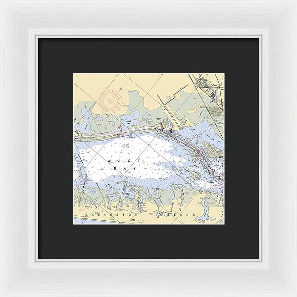 Galveston West Bay-texas Nautical Chart - Framed Print