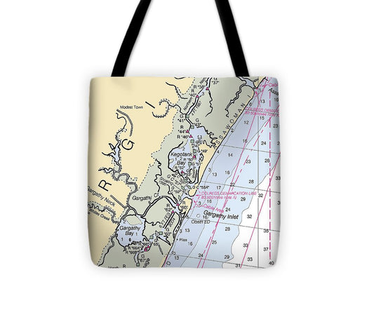 Garathy Inlet Virginia Nautical Chart Tote Bag
