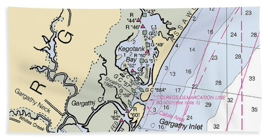 Garathy Inlet-virginia Nautical Chart - Beach Towel